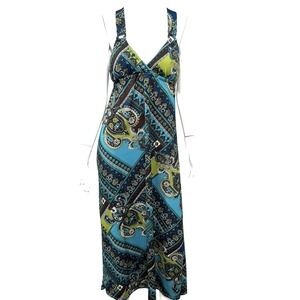 VINTAGE Y2K Size S Paisley Print Maxi Dress Hippie Boho Fairy Grunge‎